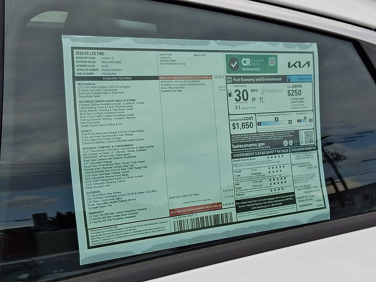 New 2026 White Kia LXS image 21