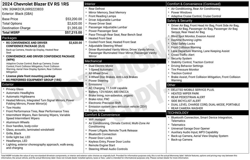 Used 2024 Chevrolet Blazer EV RS with VIN 3GNKDCRJXRS223833 for sale in Buena Park, CA