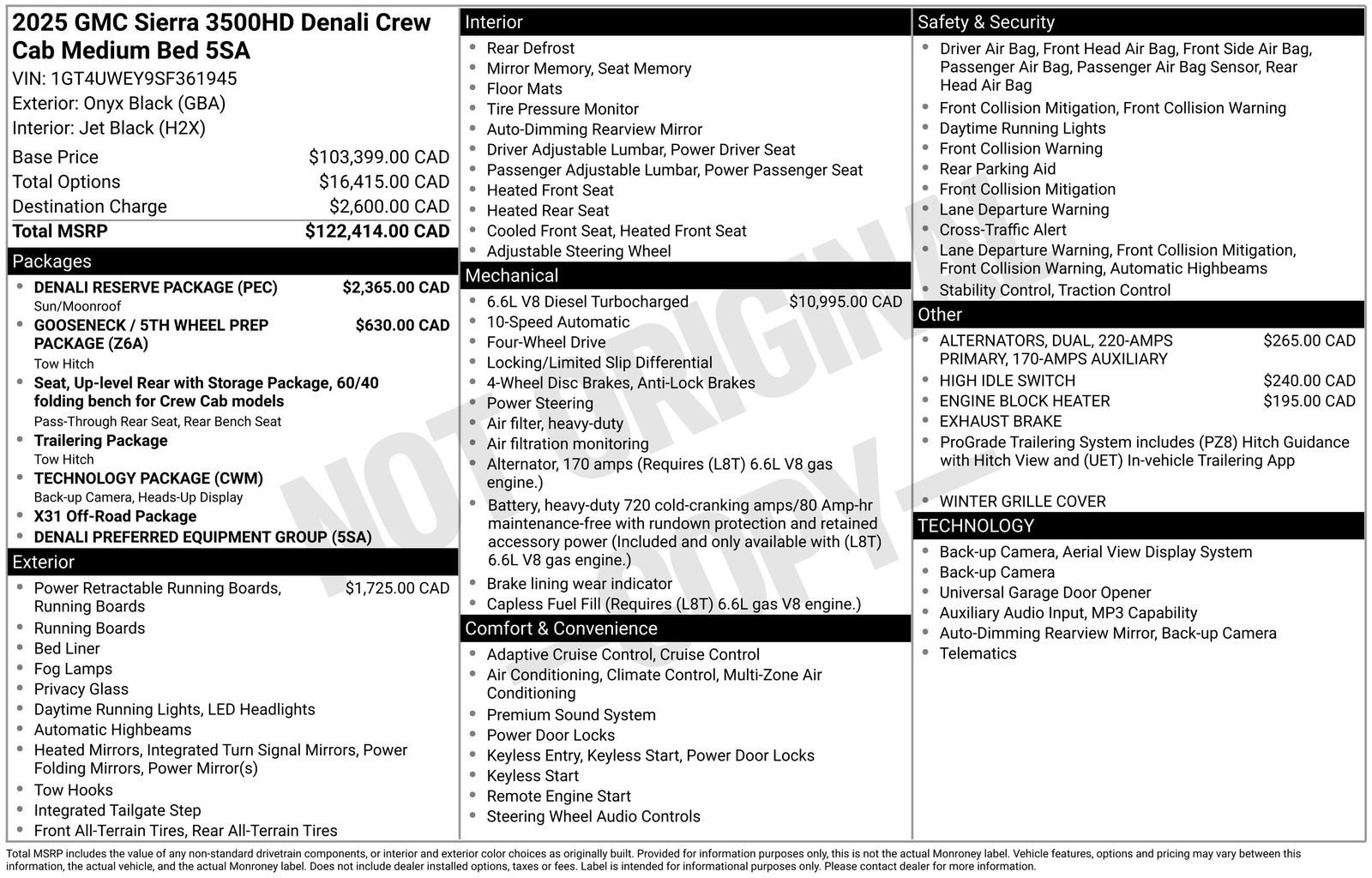 Used 2025 GMC Sierra 3500HD Denali with VIN 1GT4UWEY9SF361945 for sale in Baxter, Minnesota