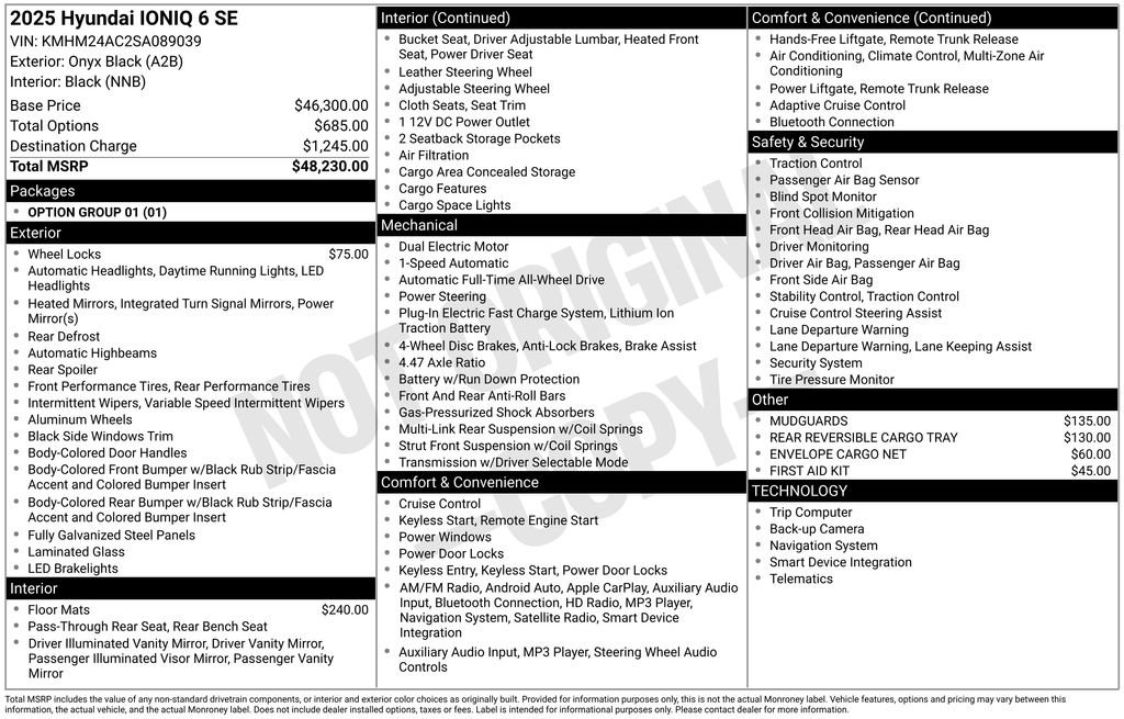 Used 2025 Black Hyundai SE image 6