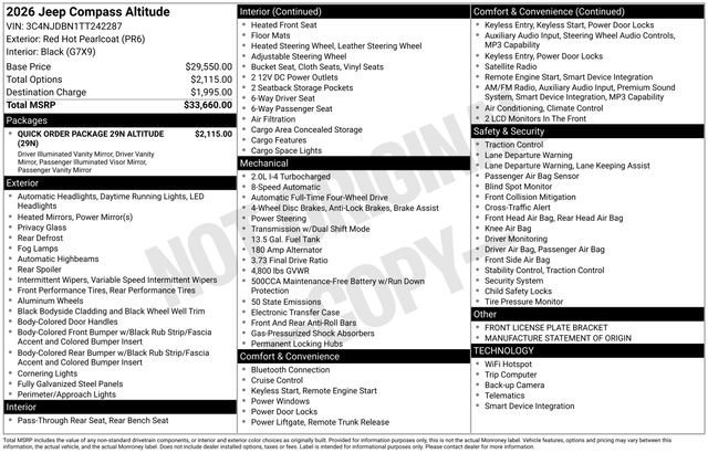 New 2026 Red Hot Pearl-Coat Exterior Paint Jeep Latitude Altitude image 5