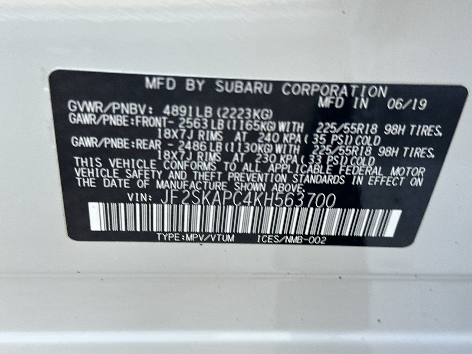 Used 2019 Crystal White Pearl Subaru Sport image 26