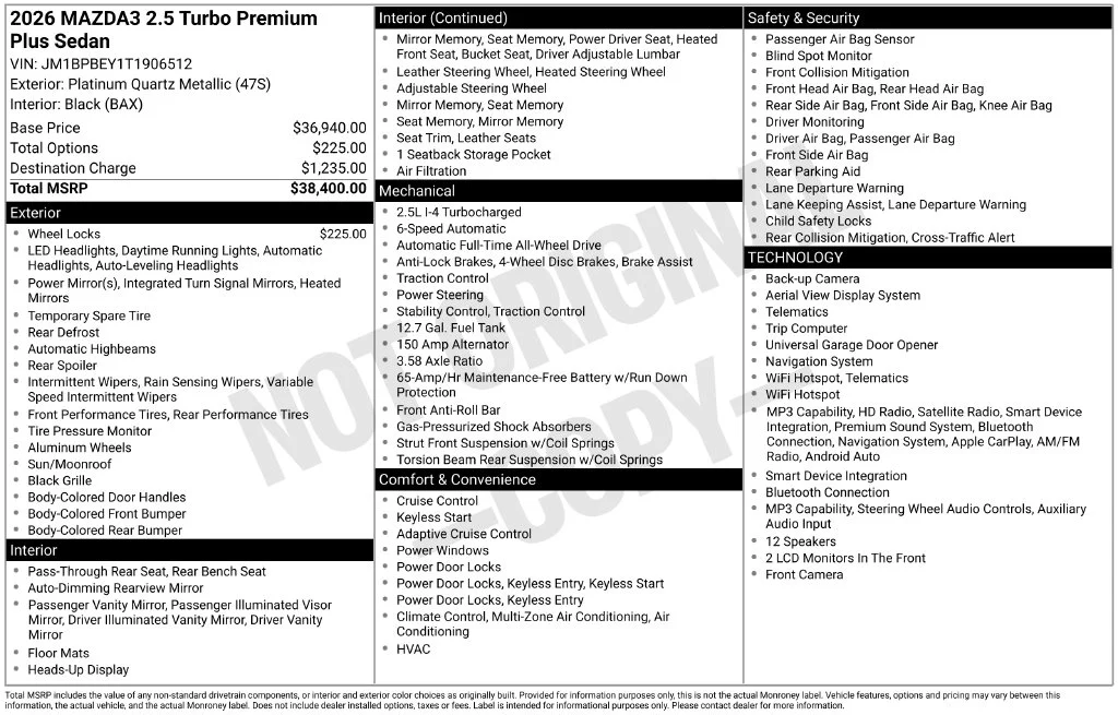 New 2026 Silver Mazda 2.5 Turbo Premium Plus image 3