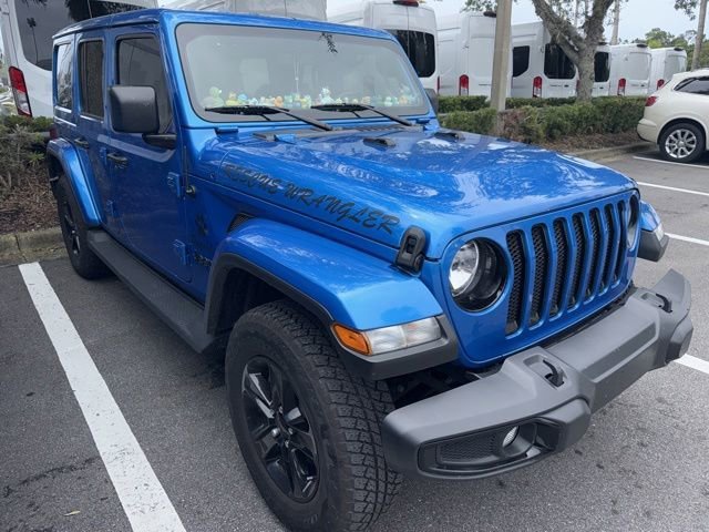 Used 2021 Hydro Blue Pearl Coat Jeep Unlimited Sahara Altitude image 2
