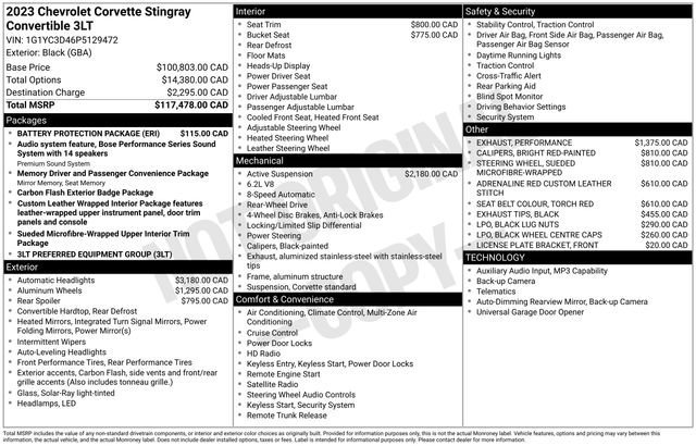 2023 Chevrolet Corvette Stingray Convertible 3LT's photo