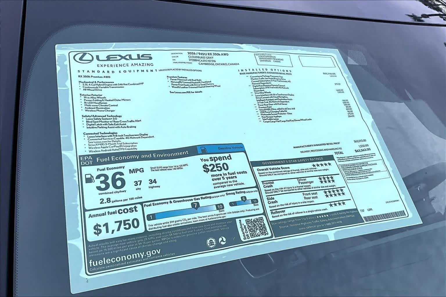 New 2026 Cloudburst Gray Lexus PREMIUM image 22