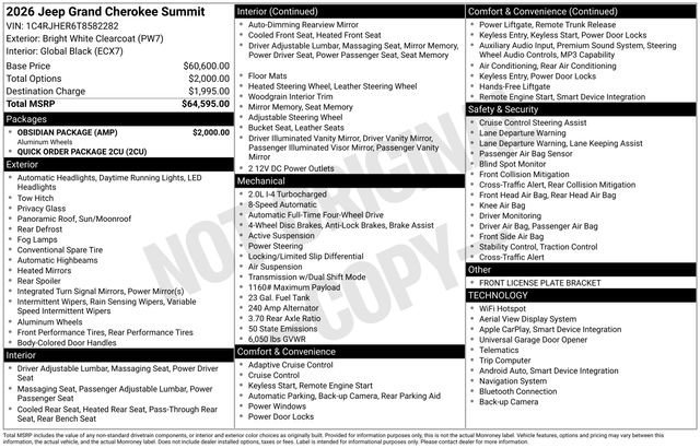 New 2026 Bright White Clear-Coat Exterior Paint Jeep Summit image 32