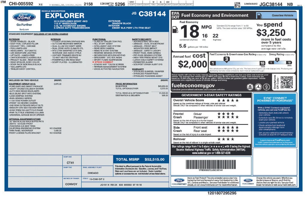 Used 2018 Black Ford Sport image 2