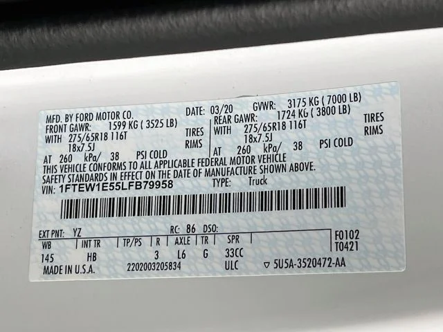 Used 2020 White Ford Lariat image 11