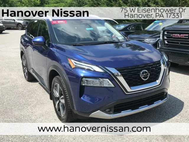 Certified Used 2021 Caspian Blue Metallic Nissan Platinum image 1