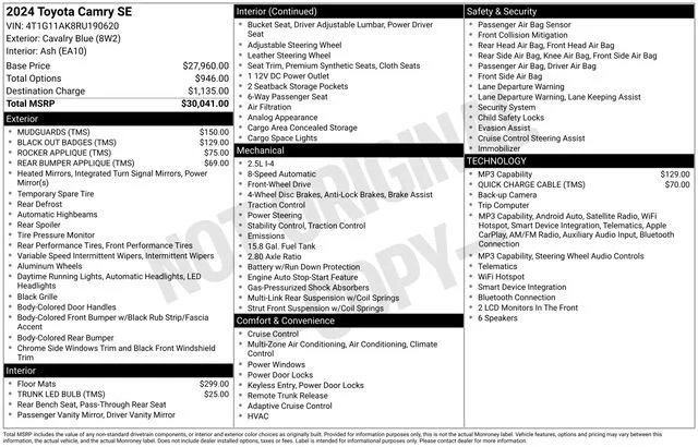 Used 2024 Blue Toyota SE image 7