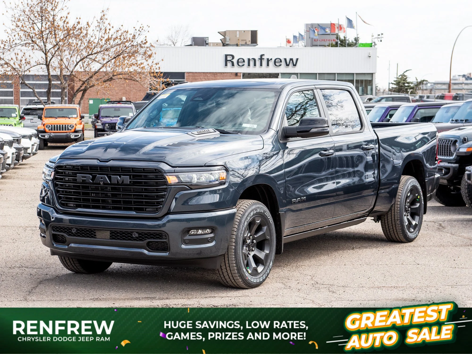 New 2026 Blue RAM Sport* Crew Cab 4x4, Passenger Screen, Head-Up Display, Pwr Running Boards image 1