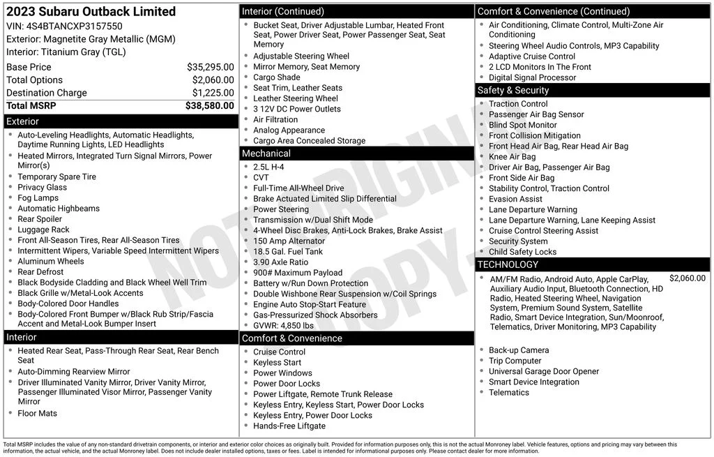 Used 2023 Gray Subaru Limited image 16