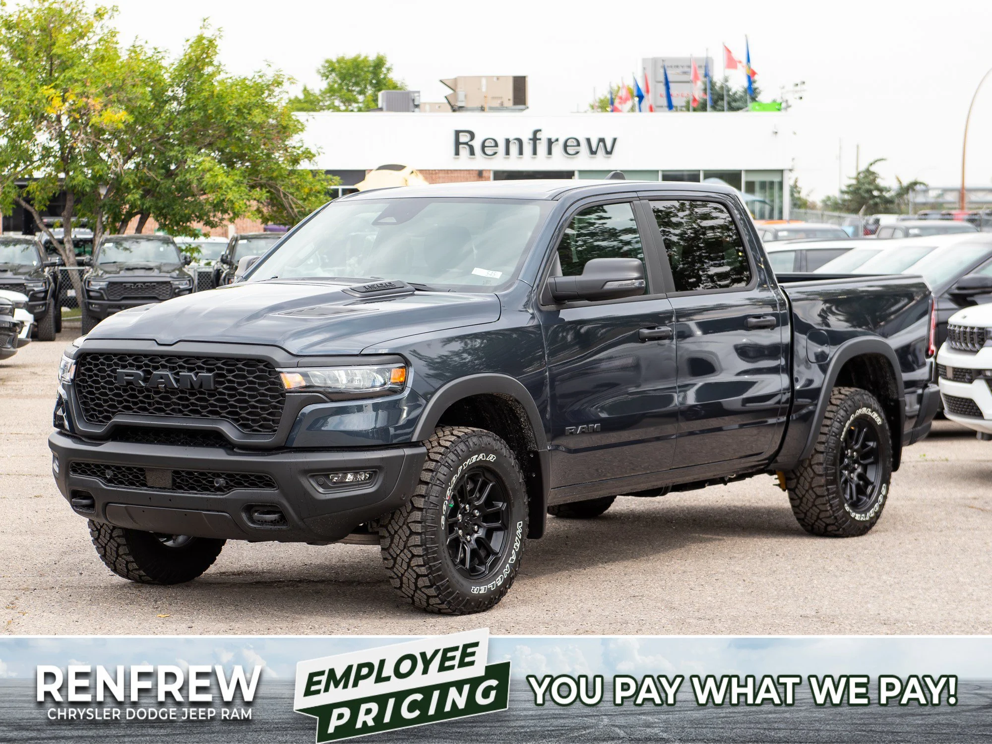 New 2026 Blue RAM Rebel* Crew Cab 4x4, Heated Seats/Wheel, 33 Inch A/T Tires, 1 Inch Factory Suspension Lift image 1