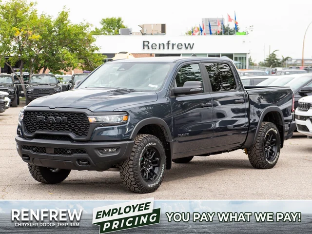 2026 RAM 1500 Rebel* Crew Cab 4x4, Heated Seats/Wheel, 33 Inch A/T Tires, 1 Inch Factory Suspension Lift