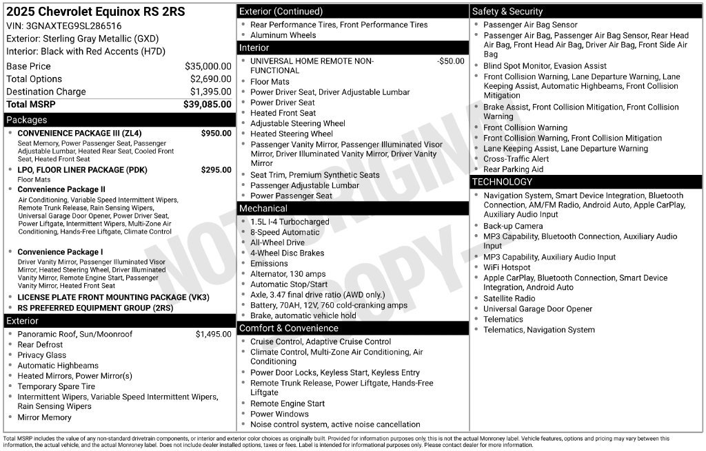Used 2025 Chevrolet Equinox RS with VIN 3GNAXTEG9SL286516 for sale in Monticello, Minnesota