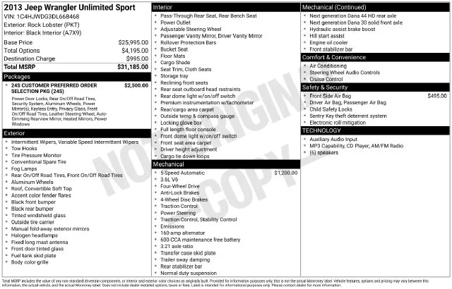 Used 2013 Jeep Wrangler Unlimited Sport with VIN 1C4HJWDG3DL668468 for sale in Alliance, OH