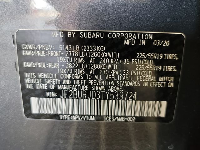 New 2026 MAGNETITE GRAY METALLIC Subaru Touring XT image 36