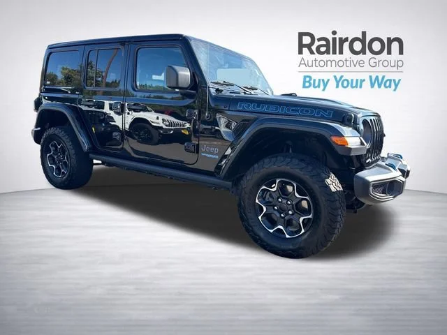 Used 2022 Black Clearcoat Jeep Unlimited Rubicon 4xe image 1