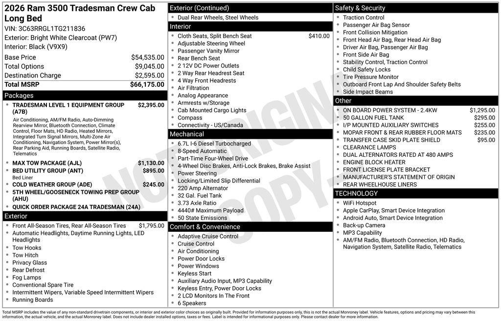 New 2026 Bright White Clear-Coat Exterior Paint RAM TRADESMAN image 38