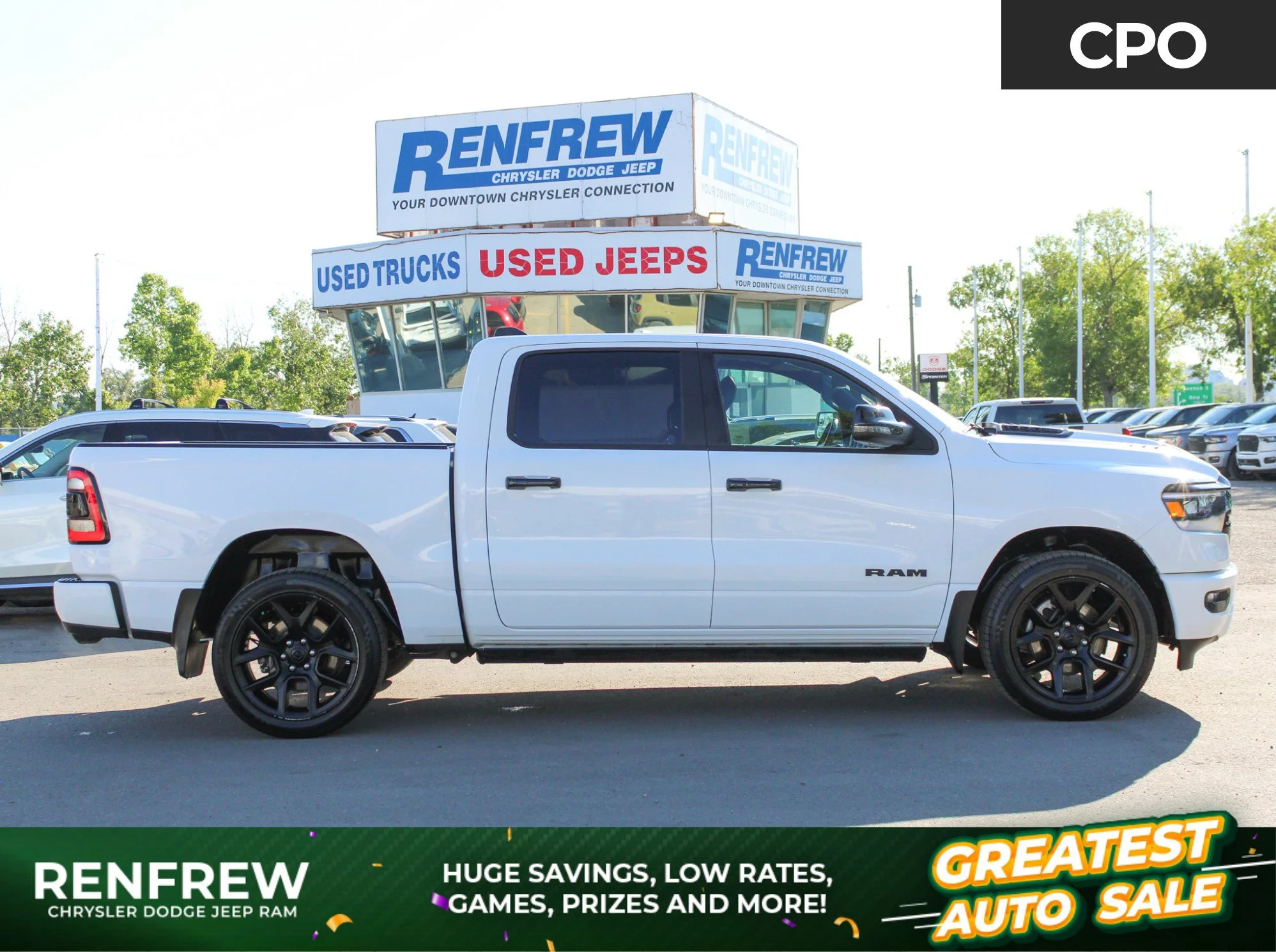 Certified Used 2023 White RAM Laramie | Crew Cab | 5.7L HEMI V8 | Running Boards | Apple CarPlay | Night Edition | Remote Start image 1