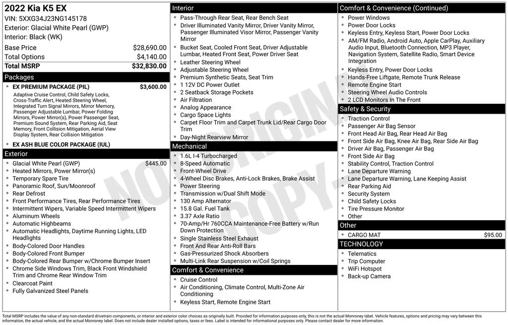 Used 2022 White Kia EX image 16