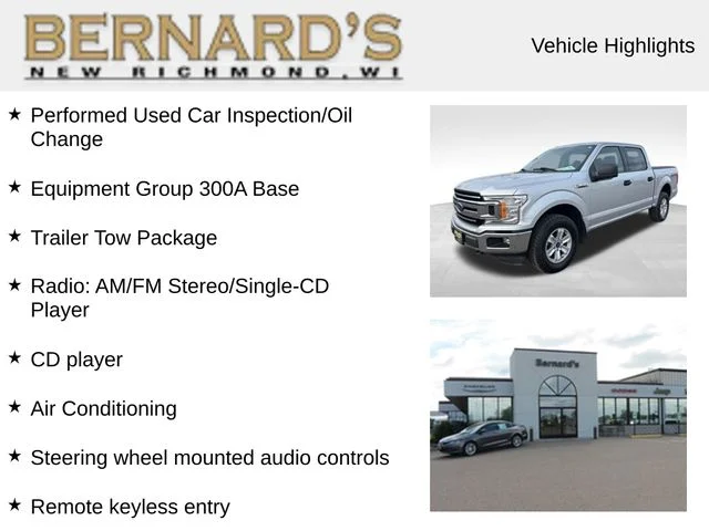 Used 2018 Ford F-150 XLT with VIN 1FTEW1E52JKE78585 for sale in New Richmond, WI
