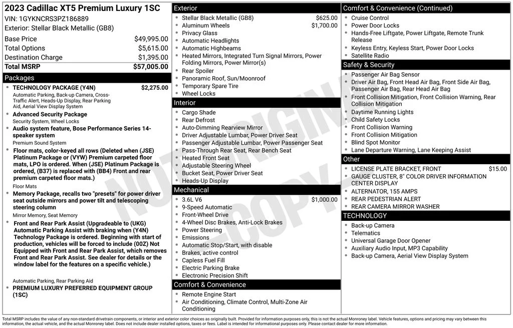 Used 2023 Black Cadillac Premium Luxury image 38