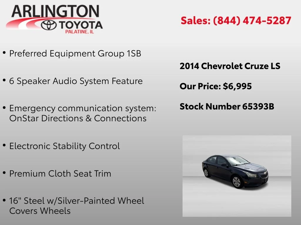 Used 2014 Chevrolet Cruze LS with VIN 1G1PA5SH4E7109841 for sale in Palatine, IL