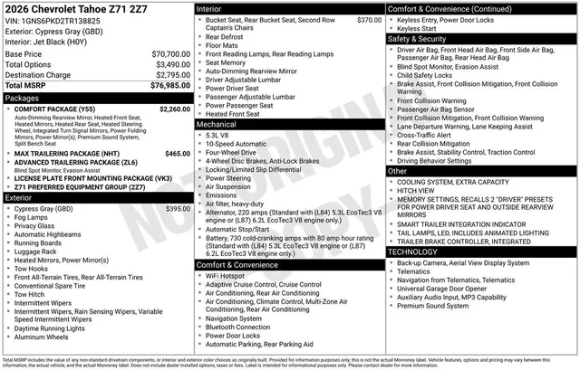 2026 Chevrolet Tahoe Z71
