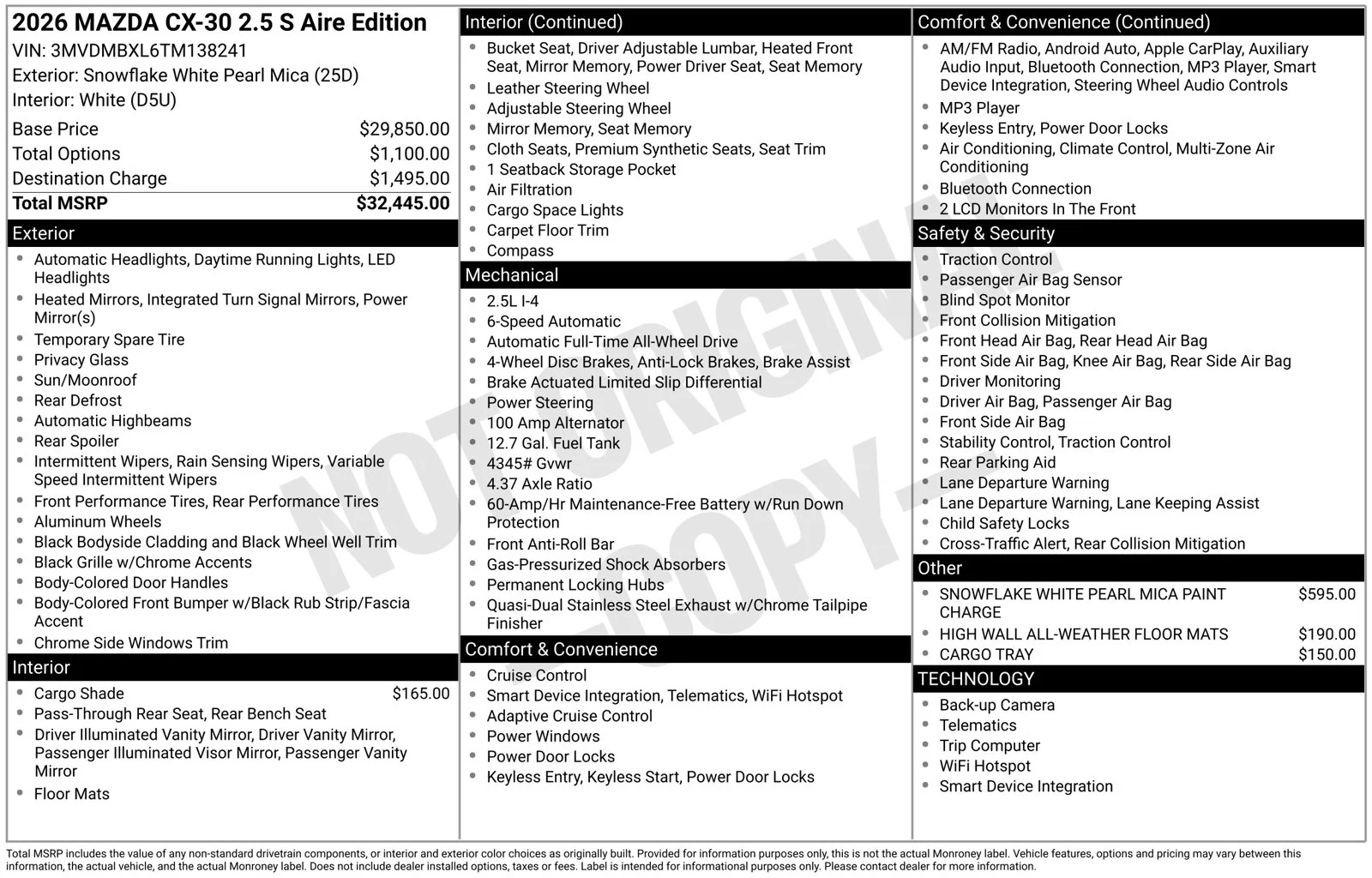 New 2026 Snowflake White Pearl Mica Mazda 2.5 S Aire Edition image 4