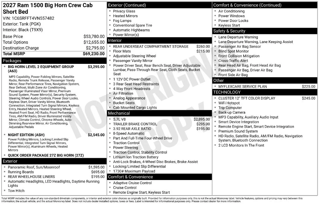 New 2027 Tank Exterior Paint RAM Big Horn/Lone Star image 6