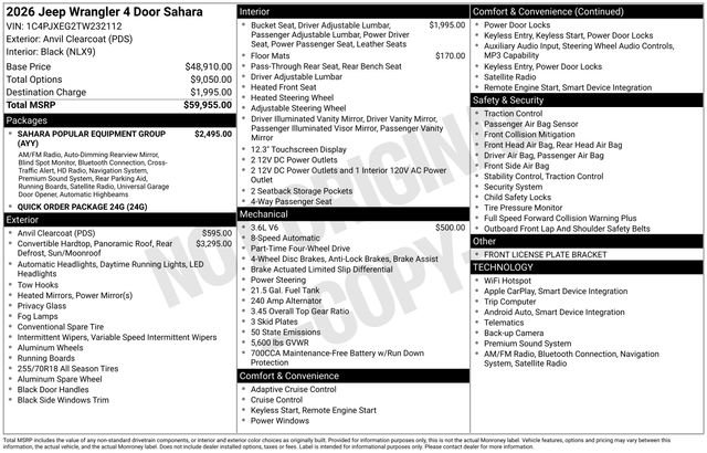 New 2026 Anvil Clear-Coat Exterior Paint Jeep Sahara image 37