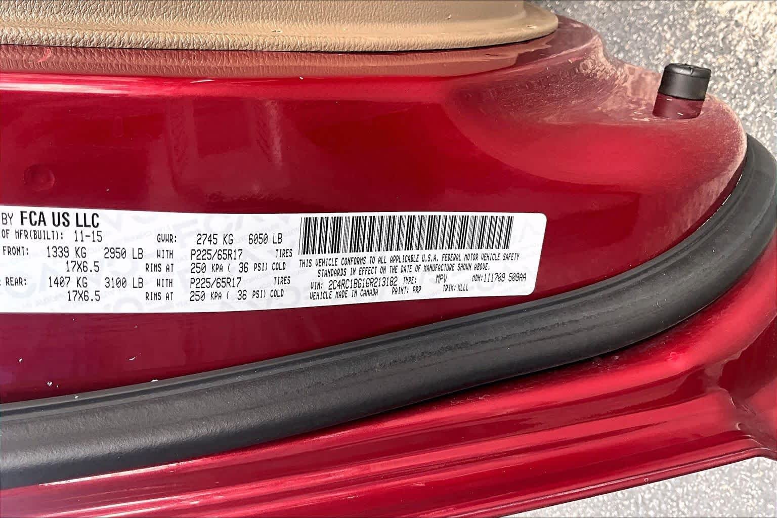 Used 2016 Deep Cherry Red Crystal Pearlcoat Chrysler Touring image 34