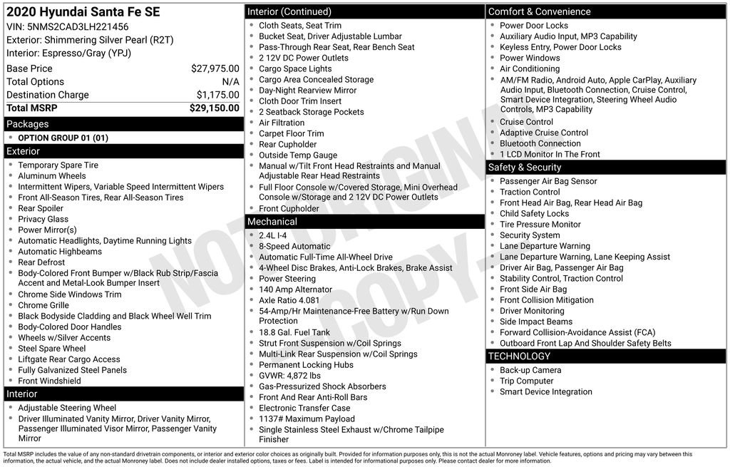 Used 2020 Silver Hyundai SE image 2