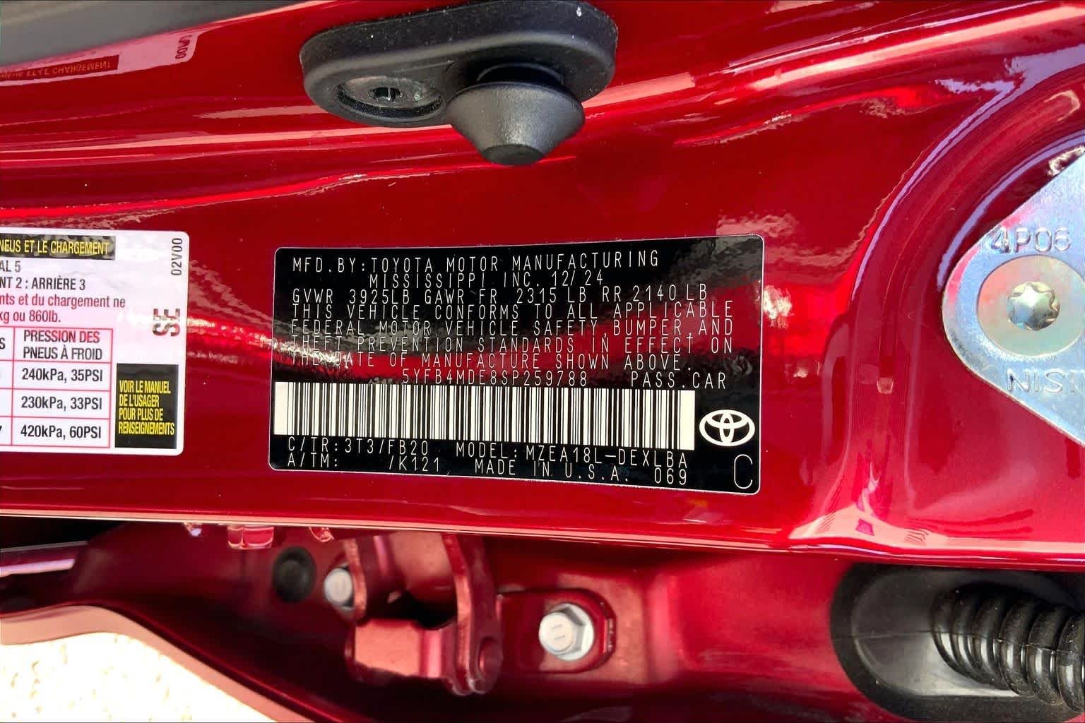 Used 2025 Ruby Flare Pearl Toyota LE image 33