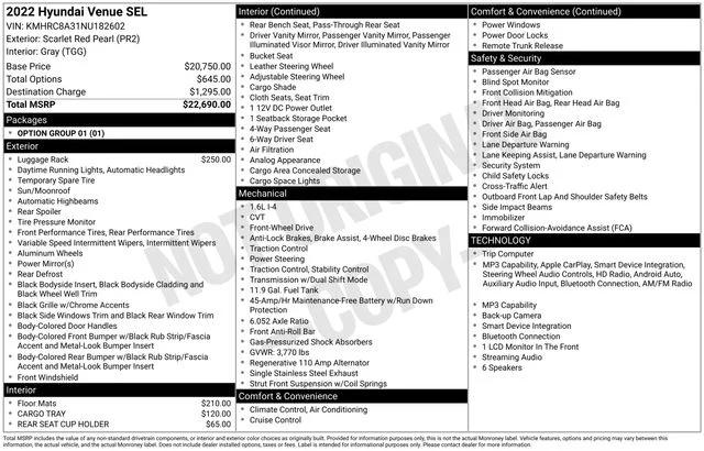Used 2022 Red Hyundai SEL image 7