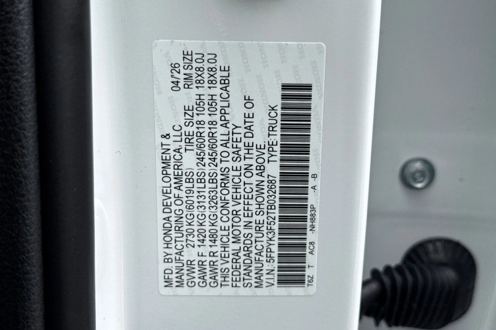 New 2026 Platinum White Pearl Honda RTL image 33