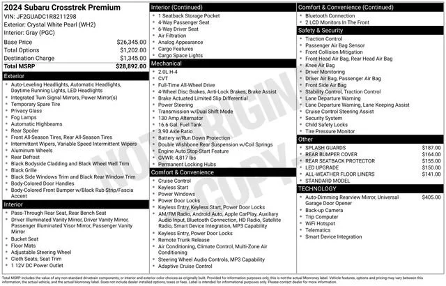 Used 2024 Crystal White Pearl Subaru Premium image 32