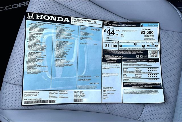 New 2026 Honda Accord Hybrid Touring 4D Sedan