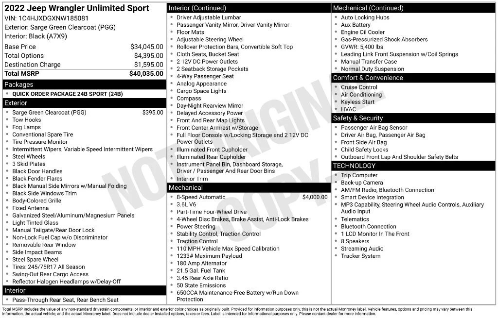 Used 2022 Sarge Green Clearcoat Jeep Unlimited Sport image 2