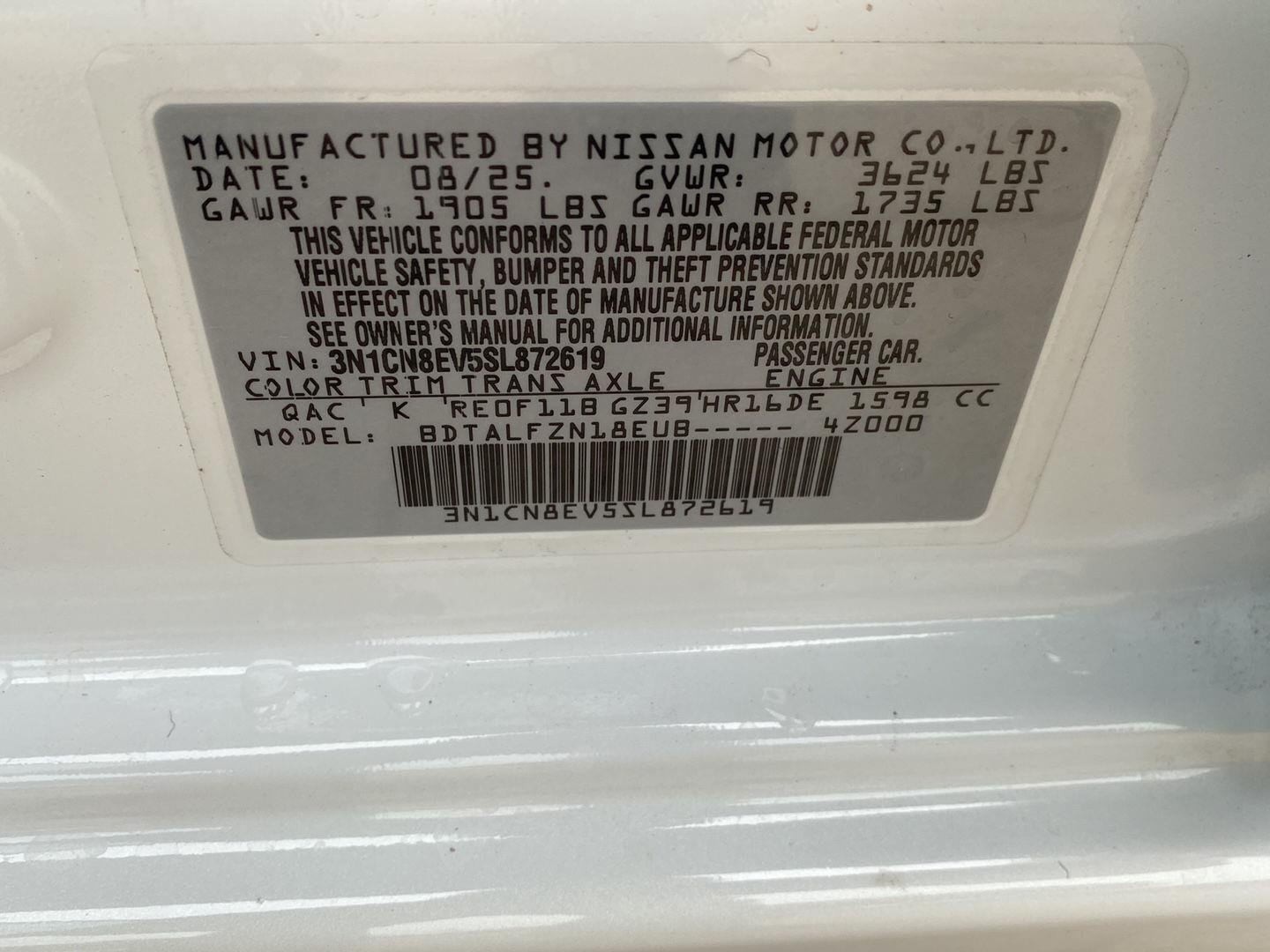 Certified Used 2025 Aspen White Tricoat Nissan SV image 15