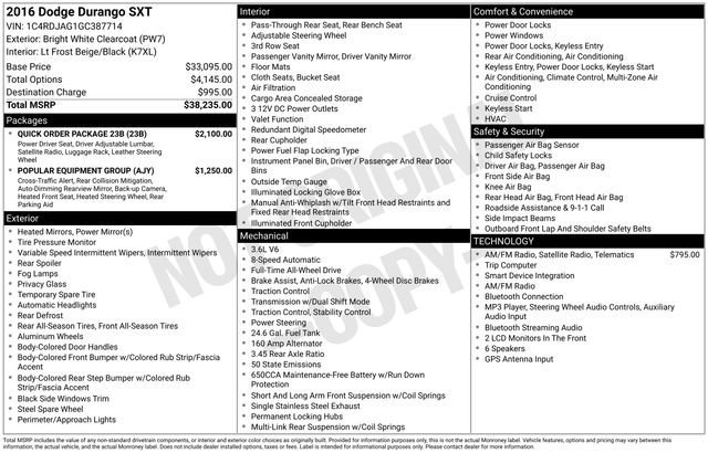 Certified Used 2016 White Dodge SXT image 4