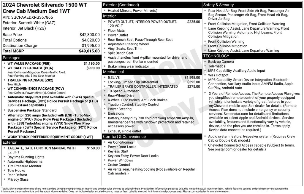 Used 2024 White Chevrolet WT image 41