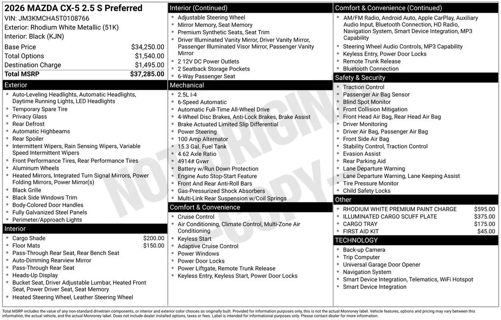 New 2026 White Mazda 2.5 S Preferred 2.5 S Preferred image 4