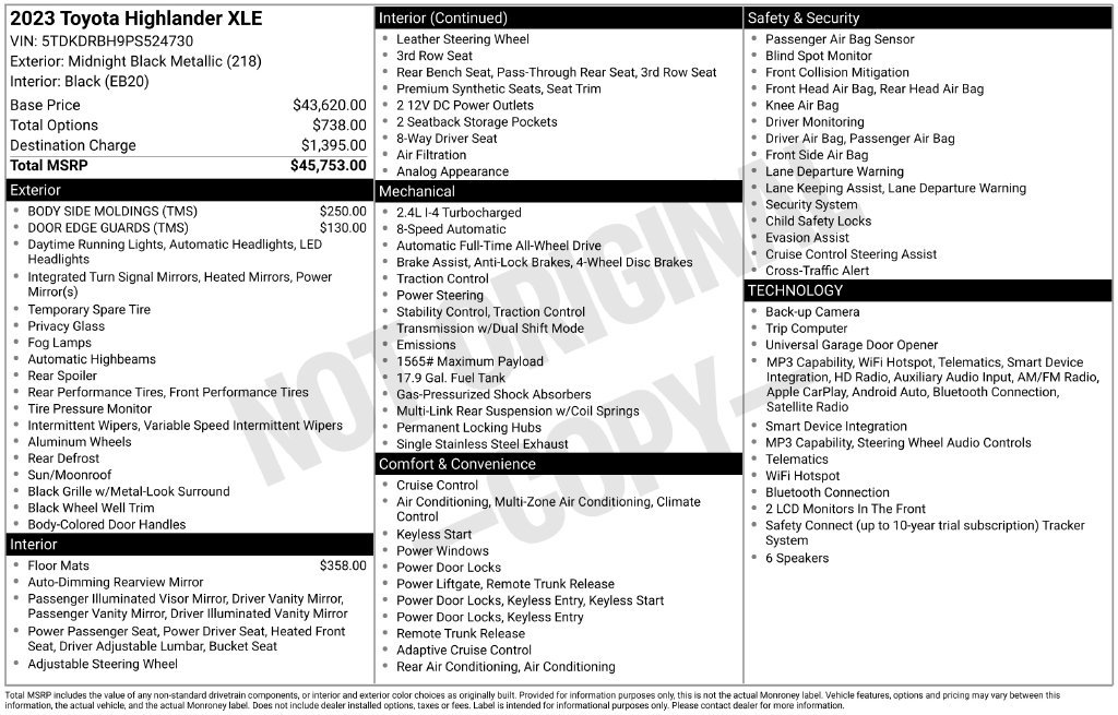 Used 2023 Black Toyota XLE image 6