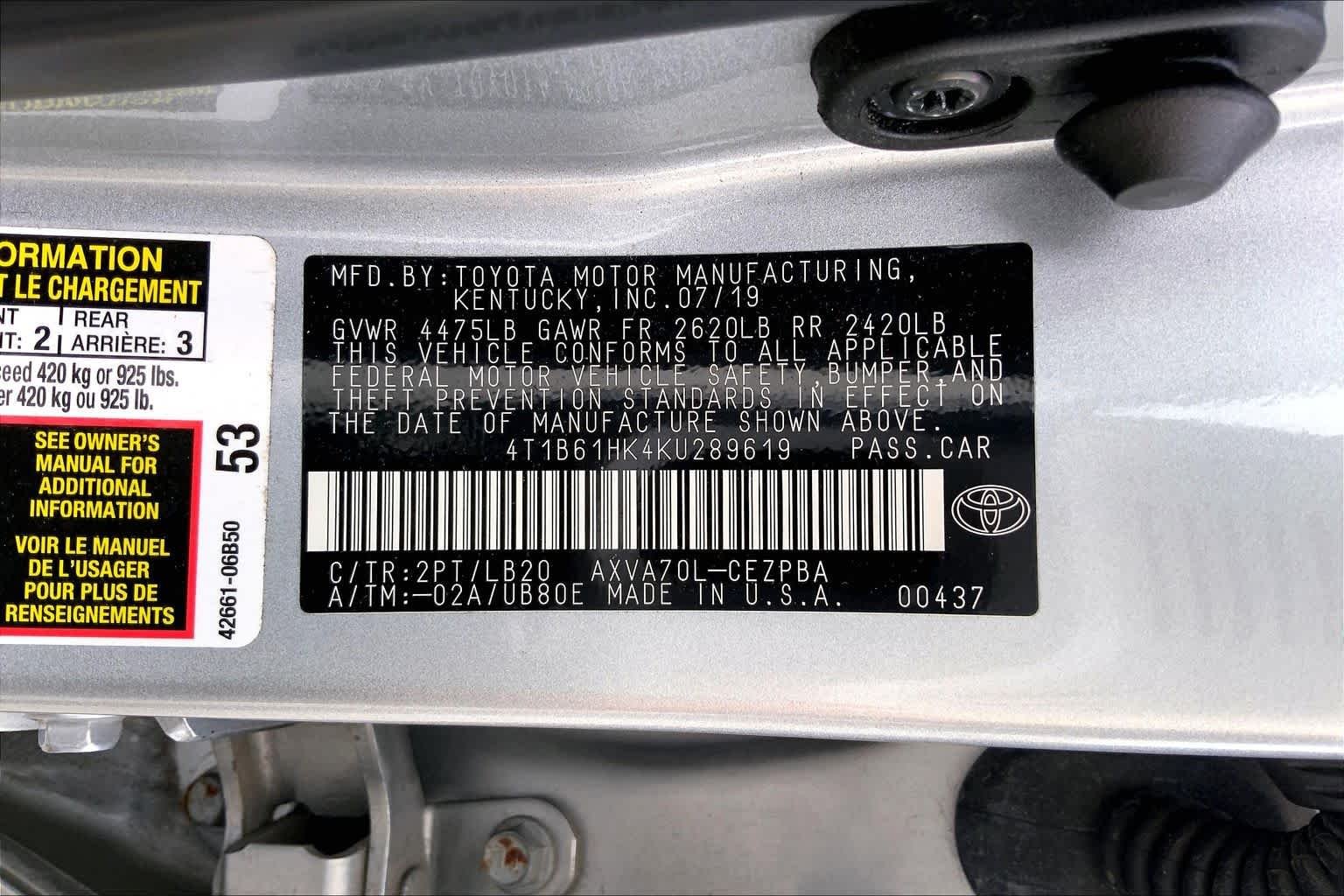 Used 2019 Celestial Silver/Midnight Black Metallic Toyota XSE image 36