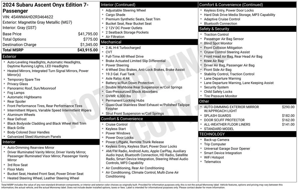 Certified Used 2024 Gray Subaru Onyx Edition image 8