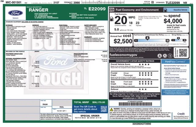 2026 Ford Ranger Lariat 4x4 SuperCrew 5' Box's photo