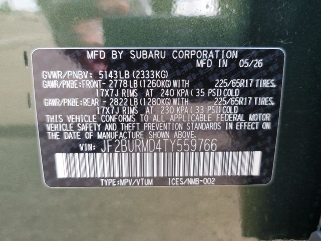 New 2026 DEEP EMERALD GREEN PEARL Subaru Wilderness image 36
